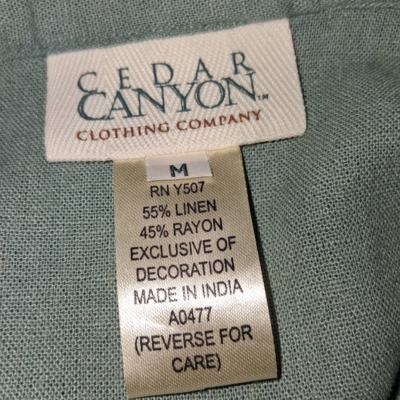 CEDAR CANYON Embroidered Green Button-Upembroiderry  sequins   Blouse Sz m - Picture 3 of 17